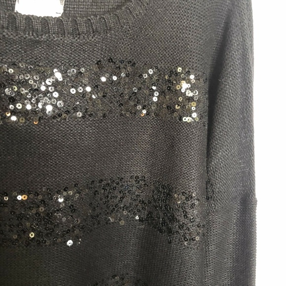 Avenue Plus Size 26/28 Knit Sweater Black Sequin - Picture 4 of 6